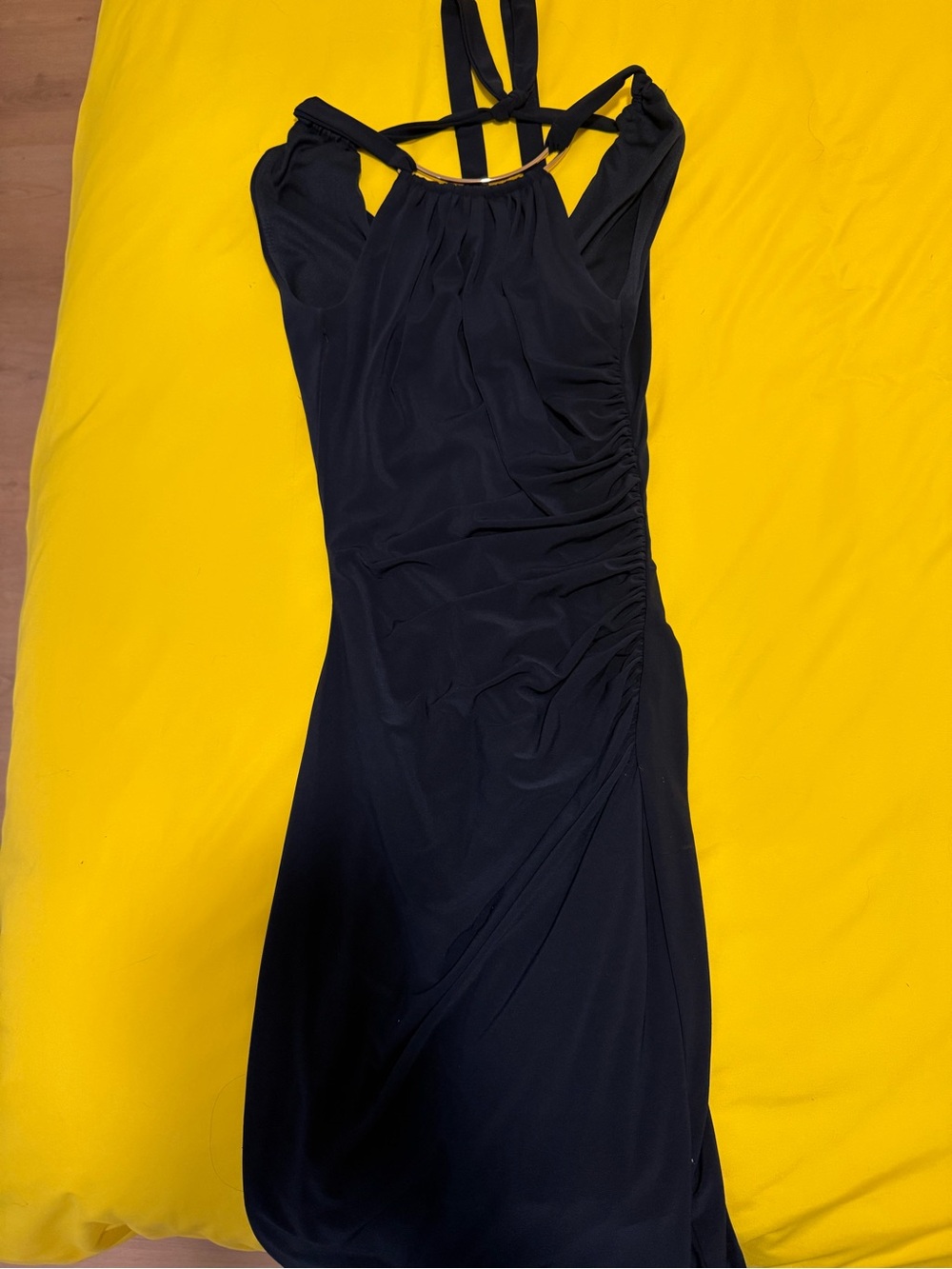 le chateau Black One-Shoulder Ruched Evening Dress